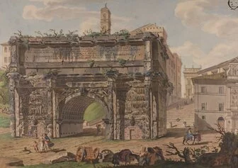 Anonimo XVIII secolo , Arco di Settimio Severo, Madrid, Real Academia di San Fernando