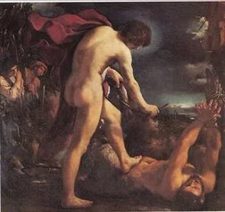 Guercino, Apollo scortica Marsia, 1618, olio su tela, 185,5 x 200 cm, Firenze, Gallerie degli Uffizi – Palazzo Pitti