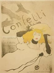 Henri de Toulouse-Lautrec: Confetti, 1894, lithographie au pinceau, au crayon et au crachis, en trois couleurs, cm 57,2 x 44,4 (feuille). Musée d'Art moderne et contemporain de Srasbourg