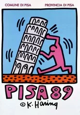 Pisa 89 - 1989. Stampa offset a quattro colori su carta lucida nera, 100 × 79.8 cm - Courtesy of Nakamura Keith Haring Collection © Keith Haring Foundation