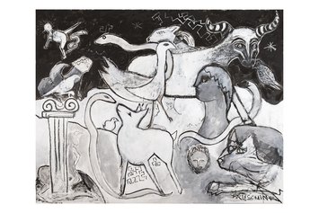 Lorenzo Bruschini. Il sogno di Delfi
Olio, acrilico e collage su tela - cm 145 x 180 - 2020