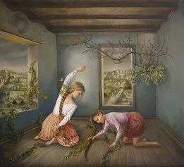 Ilaria Del Monte, Le sorelle, olio su tela, 90 x100 cm, 2017