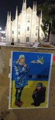 Street art no war Ucraina ai Navigli di Milano. John Sale art