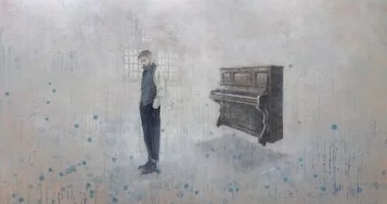 Infante Federico, The Pianist, 2019, acrilico su tela, 101x177 cm