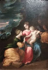 Ippolito Scarsella detto Scarsellino, Matrimonio mistico di santa Caterina, circa 1610, olio su tavola, 37 x 26 cm, Cento, Coll. Grimaldi Fava