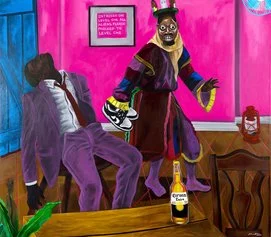 John MADU, Who now, is the intruder, 2022, Acrylic on canvas, 190x225 cm