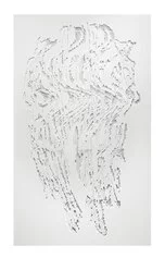 Luca Marignoni, Variazioni: -1, 2023, cartongesso inciso e
tempera, 200x120x1,2 cm. Ph. Bruno Bani