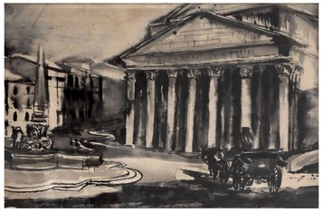 Marcello Muccini, Pantheon, acquerello su carta