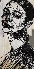 Marco Rea, Nel sole, stencil e tecnica mista su legno, 80x40cm, 2020