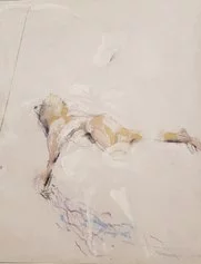 Mario Raciti, Una o due figure 2019, tecnica mista su tela, cm 45x35