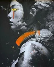 Maro Salom, Hikari, triple layer art,canvas,acrilici,oro 24kt, 70x70 cm