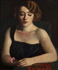 Pietro Marrussig, Donna con garofano, 1925 olio su tela, Collezione Privata
