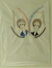Matteo Fraterno, Due delle tre sorelle di Cechov, acquerello e inchiostro giapponese su carta, 100 x 74 (2024)