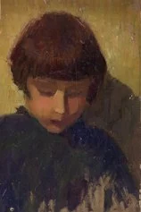 Mio figlio, 1928 30, olio su cartone,cm. 33.5x20.5, collezione privata
