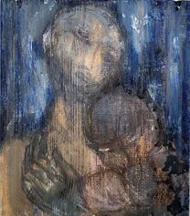 Monica Giovinazzi, OBJECT 4 (part), olio su tavola, gesso, carbone, cm.27x22, anno 2024
