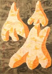 Montagne Arancioni, 1997, acrilico e temper su carta intelata. 74.5x49 cm. courtesy dell'artista