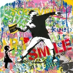 DEODATO - Mr.Brainwash Banksy, Thrower Mixed, Media, On, Paper 56x56cm P105316