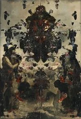 Nicola Samorì, Dei Santi e del Fuoco, 2020 2021, olio su lino, 300x200 cm