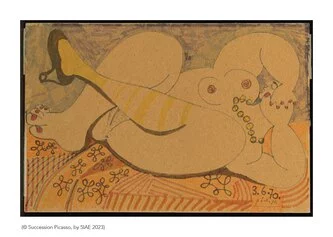 Pablo Picasso, Nu couché au collier (recto), 1970, pennarello su cartoncino, 15,4 x 22,9 cm
© Succession Picasso, by SIAE 2023