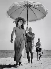 Pablo Picasso with Françoise Gilot and his nephew Javier Vilato. Golfe-Juan, France, August 1948 © Robert Capa © International Center of Photography / Magnum Photos