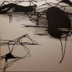 Pierangelo Tanzola, La prigione del segno, 2018, carboncino su carta, cm 143x143