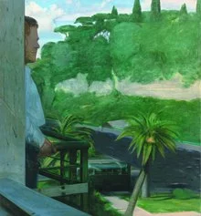 Piero Guccione, Autoritratto nel paesaggio, 1971
Olio su tela, cm 94 x 86
Bologna, collezione privata
 © by SIAE 2022