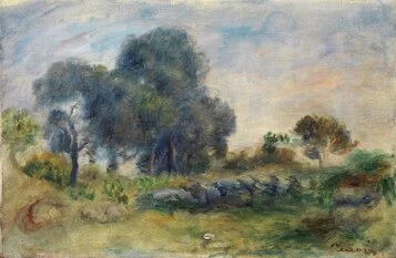 Pierre Auguste Renoir, Paysage, 1913 ca, olio su tela, cm 22x33 bassa