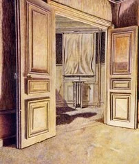 Porte a Parigi, Parigi, 1987, tempera e olio su tela, 63×54 cm, Collezione Anna e Lamberto Piperno Corcos
