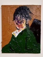 Portrait (green), oil on canvas, cm 24x30,  2020