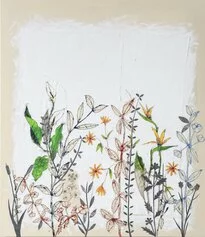 Primarosa Cesarini Sforza, Senza titolo, 130x150 cm, olio, piombo, fili di seta su tela