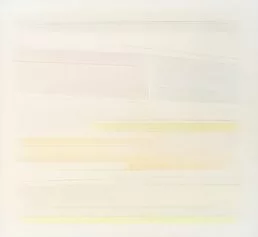 Riccardo Guarneri, Anomalia nell'orizzontalità (con molte linee), 1978, tecnica mista su tela, cm 61x66