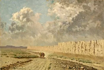 Roberto Guastalla Paesaggio roccioso con colonna di cammellieri