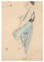 Auguste Rodin, Danseuse cambodgienne de profil vers la gauche, Papier vélin crayon graphite aquarelle ok crayon gras rehaut Dim cm 29,9 x 207 Musée Rodin – Paris
© musée Rodin – photo Jean de Calan
