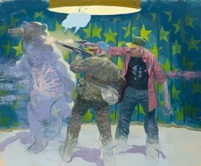 Ruprecht von Kaufman, The Wild West Show, 2019, olio su linoleum, 153x184cm
