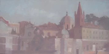 Sigfrido Oliva   Piazza del Popolo   olio su tela cm. 80x160