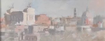 Sigfrido Oliva   Veduta di Roma e il Vittoriano (2004)   olio su tela cm 30x70