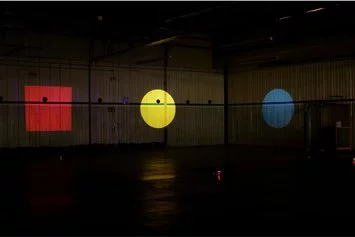 Square, Circle, Triangle, Red, Yellow, Blue, 2020
3 projectors with slides
Instalation view
Former Kodak fabric