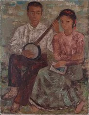 Margherita Osswald-Toppi: Giovane coppia, 1940-1950, olio su tela, 121.5 x 95.5 cm. Collezione Flavio Gallotti, Brissago