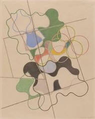Sophie Tauber Arp, Geometrico e ondeggiante, 1941, Matita colorata e grafite su carta, Museo d’arte della Svizzera italiana, Collezione Cantone Ticino
