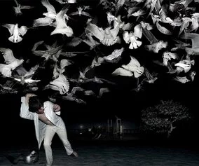 Tim White-Sobieski, Running From Birds, dalla serie Awakening, 2007, fotografia digitale da Cibachrome, cm 122 x 152, Edizione di 3 esemplari, ©Tim White-Sobieski / Courtesy Glenda Cinquegrana Art Consulting.