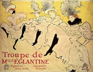 Henri de Toulouse-Lautrec: Troupe de Mlle Eglantine, 1896, lithographie au pinceau, au crachis et au crayon, en trois couleurs / Farblithographie, cm 62,3 x 80,3