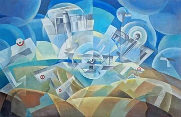 Tullio Crali, Festa aerea, Olio su tavola, 1930, 70x100cm