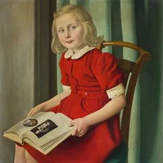 Ugo Celada da Virgilio, Bambina che legge, 1938, olio su masonite, 64 x 64 cm, Fondazione Cavallini Sgarbi, Ferrara