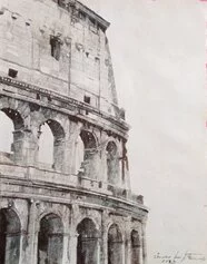 Colosseo, Luis J. Fernández, 2023, acrilico e inchiostro su carta, 36 x 29 cm, courtesy Von Buren Contemporary