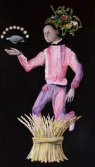 VBC, Giulio Rigoni, Uomo Rosa, 2022, Olio su tavola, 160 x 90 cm